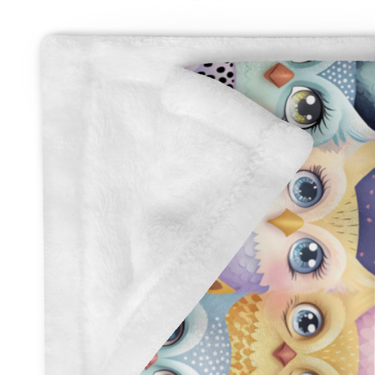 Pastel Parliament of Owls Cozy Velveteen Plush Blanket