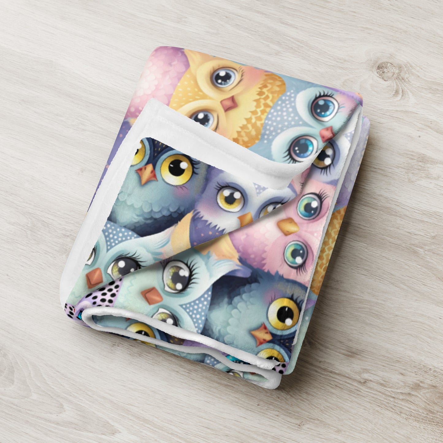 Pastel Parliament of Owls Cozy Velveteen Plush Blanket