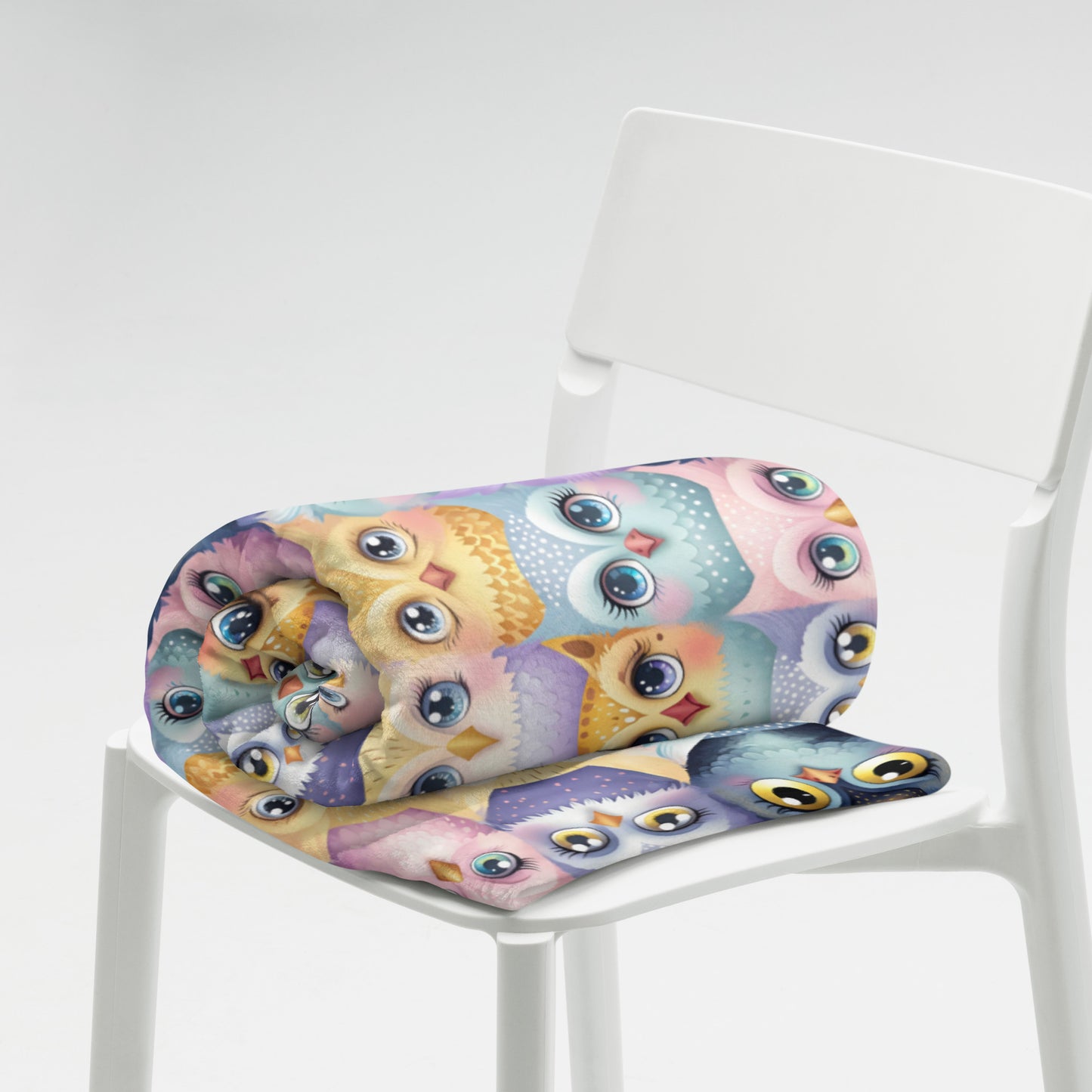 Pastel Parliament of Owls Cozy Velveteen Plush Blanket