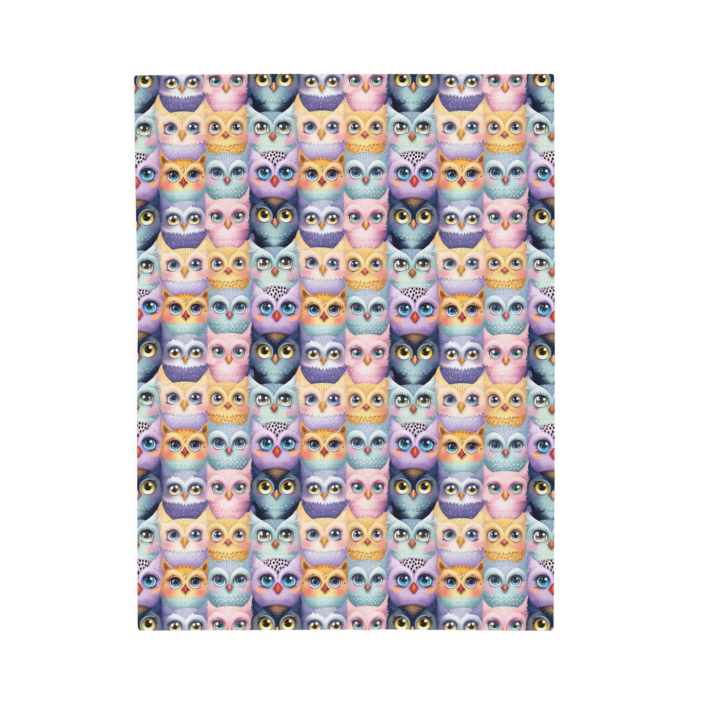 Pastel Parliament of Owls Cozy Velveteen Plush Blanket 30x40"