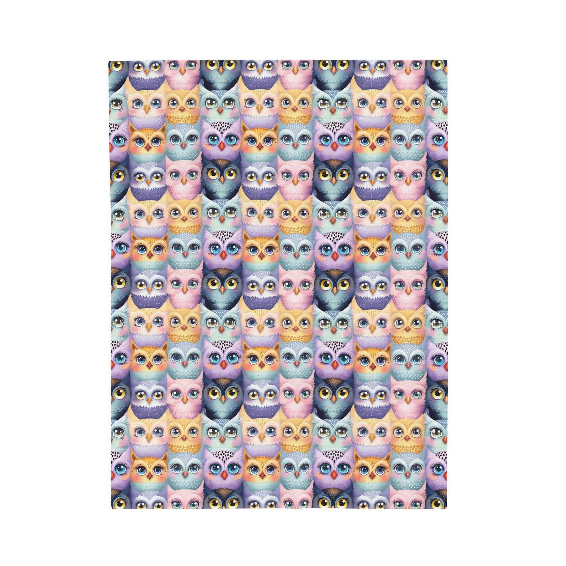 Pastel Parliament of Owls Cozy Velveteen Plush Blanket 30x40"