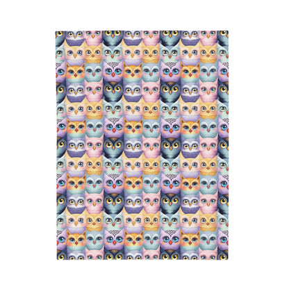 Pastel Parliament of Owls Cozy Velveteen Plush Blanket 30x40"