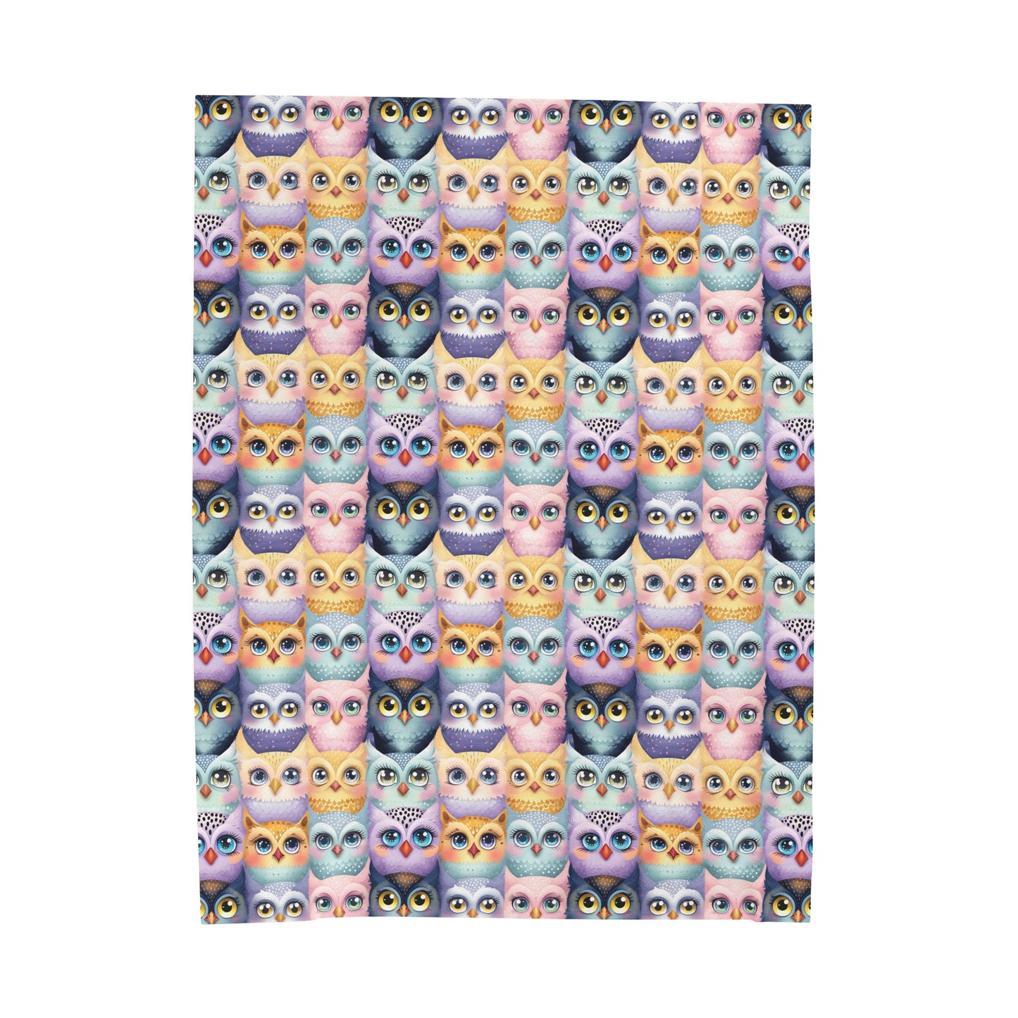Pastel Parliament of Owls Cozy Velveteen Plush Blanket 60x80"