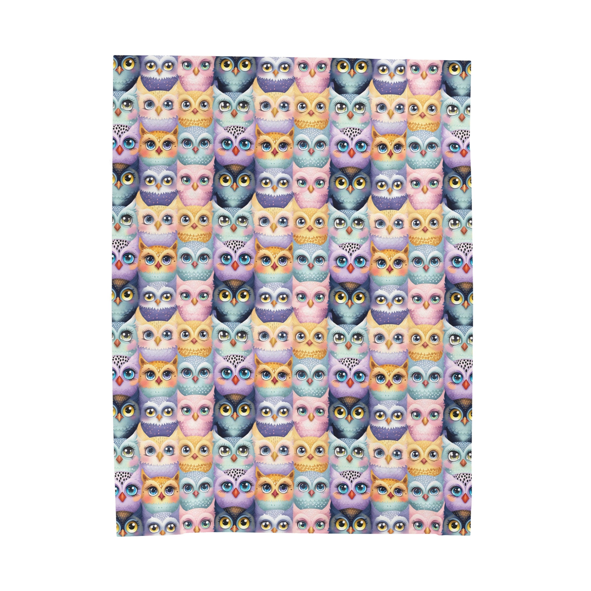 Pastel Parliament of Owls Cozy Velveteen Plush Blanket 60x80"