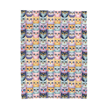 Pastel Parliament of Owls Cozy Velveteen Plush Blanket 60x80"