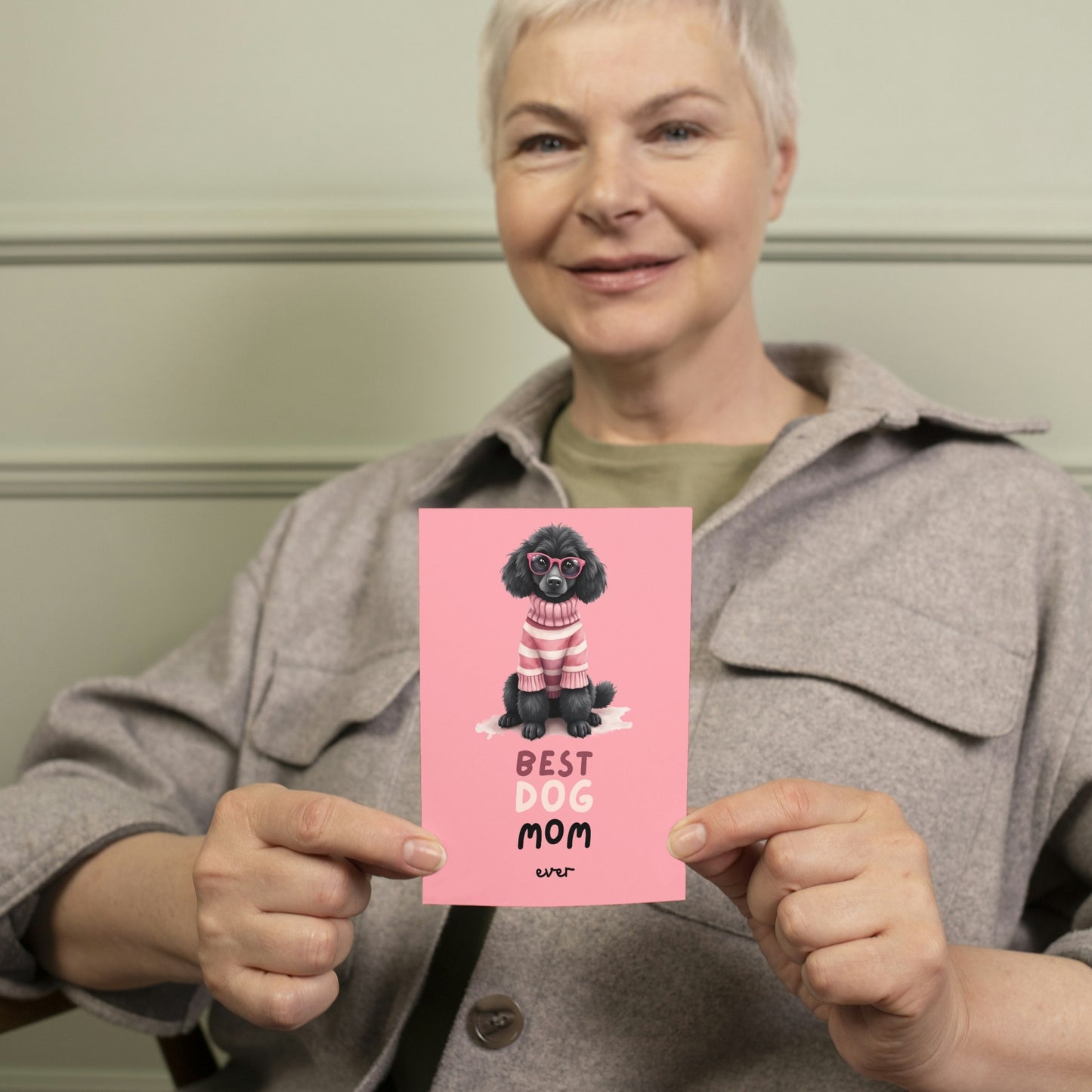 Stylish Black Poodle Mothers Day Folded Card