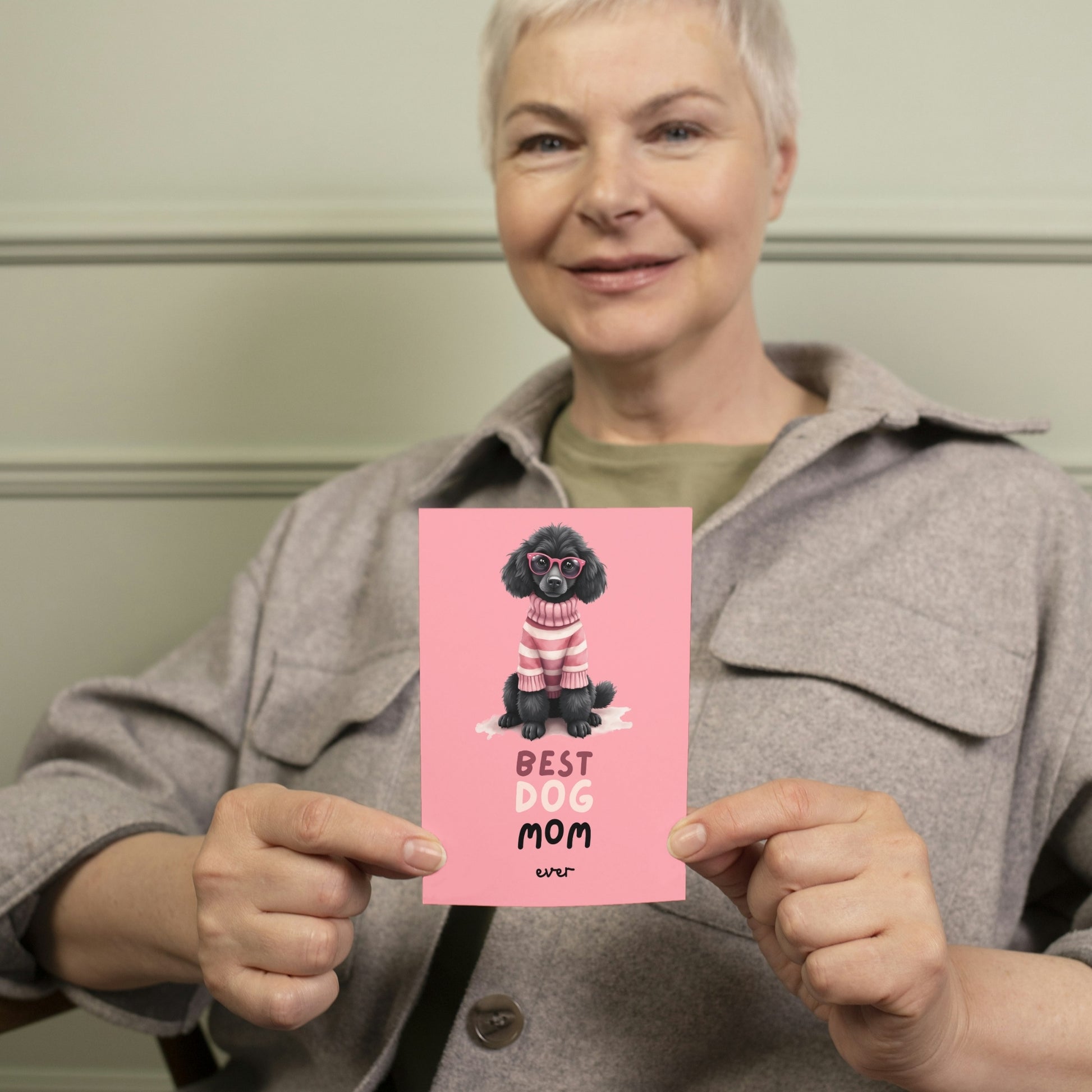 Stylish Black Poodle Mothers Day Folded Card