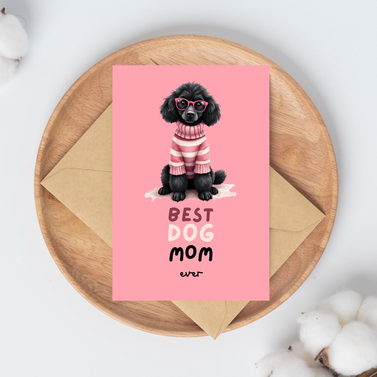 Stylish Black Poodle Mothers Day Folded Card