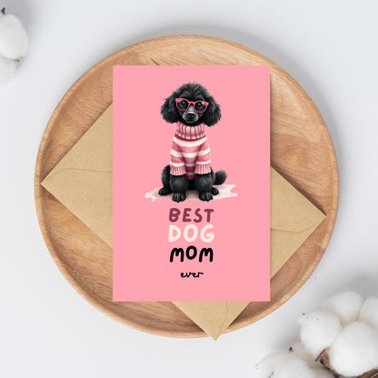 Stylish Black Poodle Mothers Day Folded Card