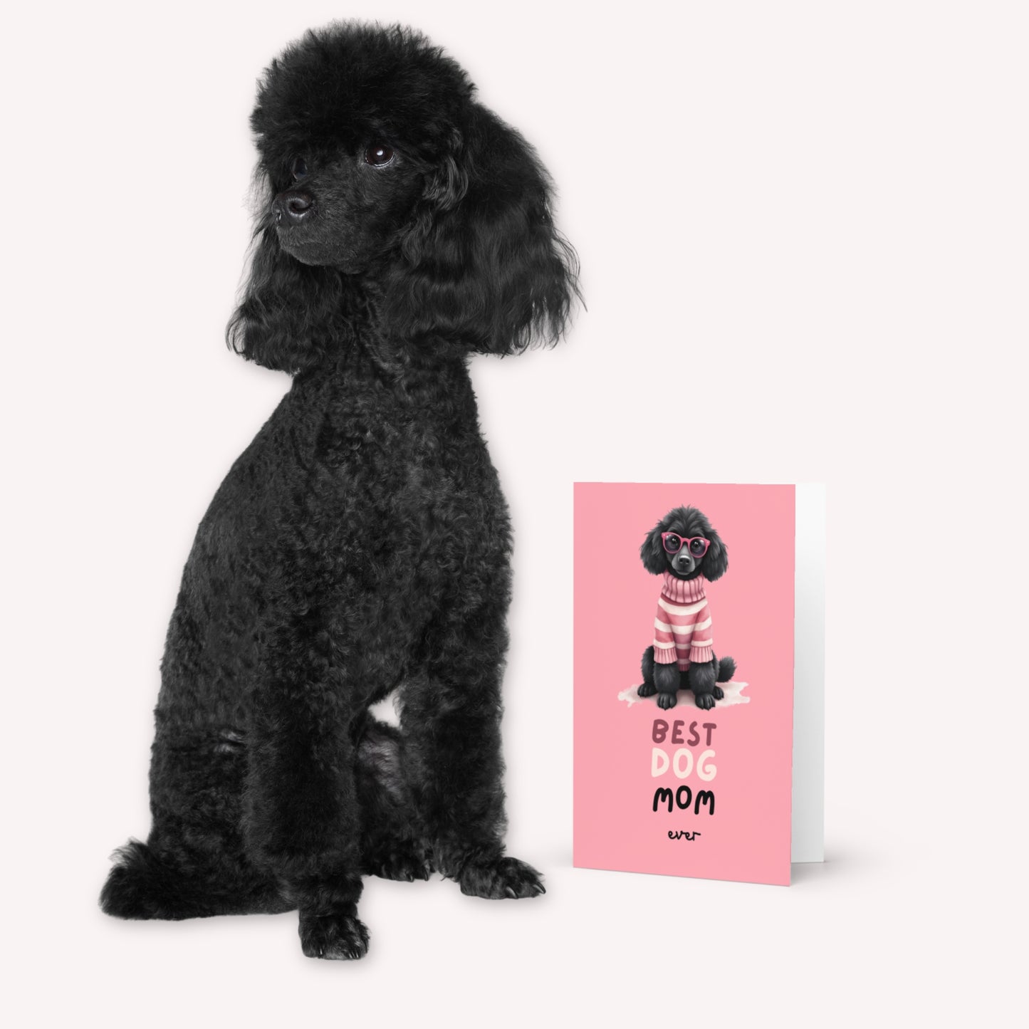 Stylish Black Poodle Mothers Day Folded Card