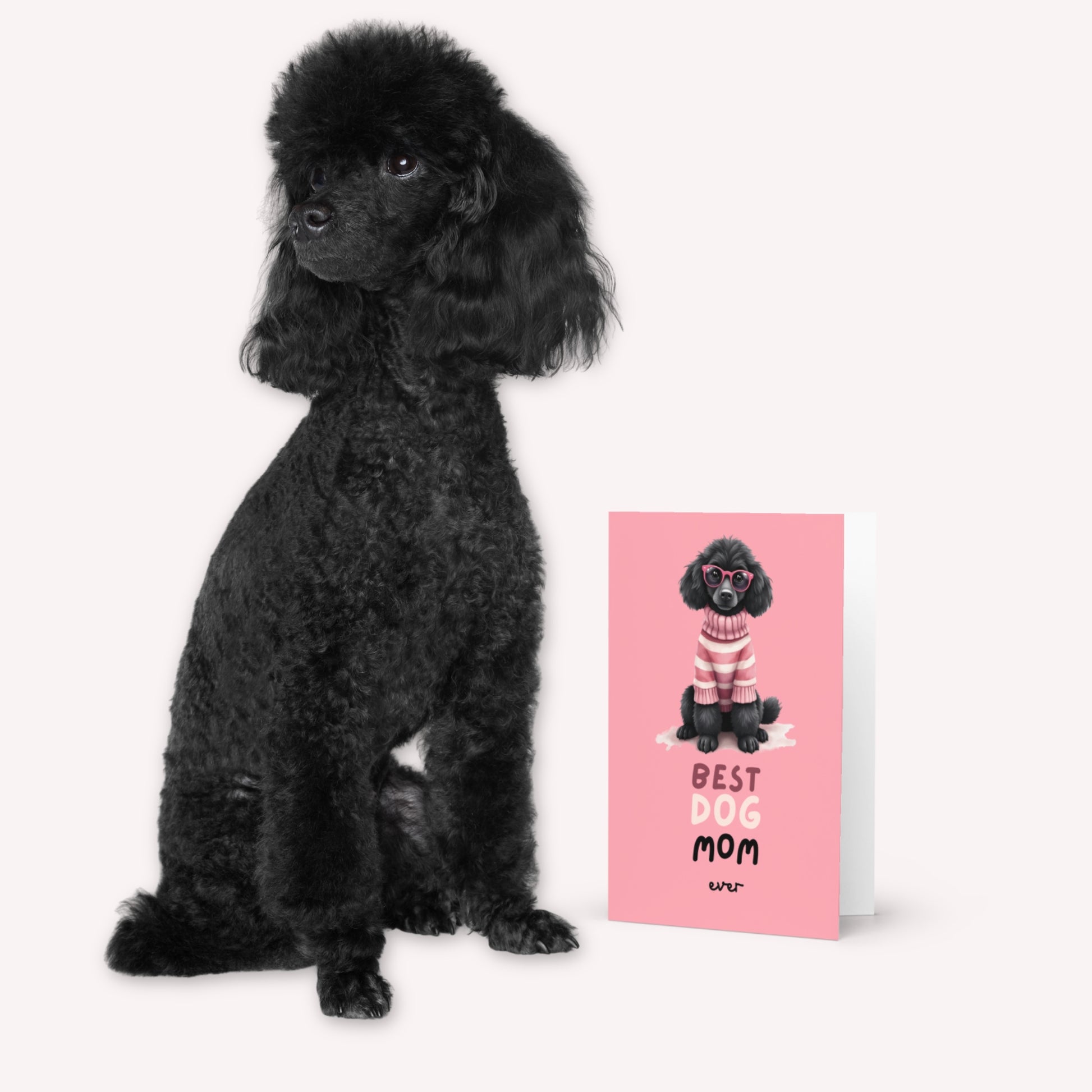 Stylish Black Poodle Mothers Day Folded Card