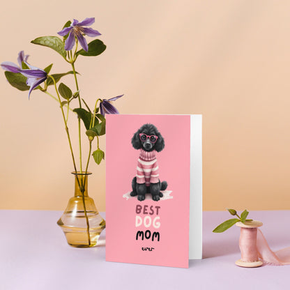 Stylish Black Poodle Mothers Day Folded Card