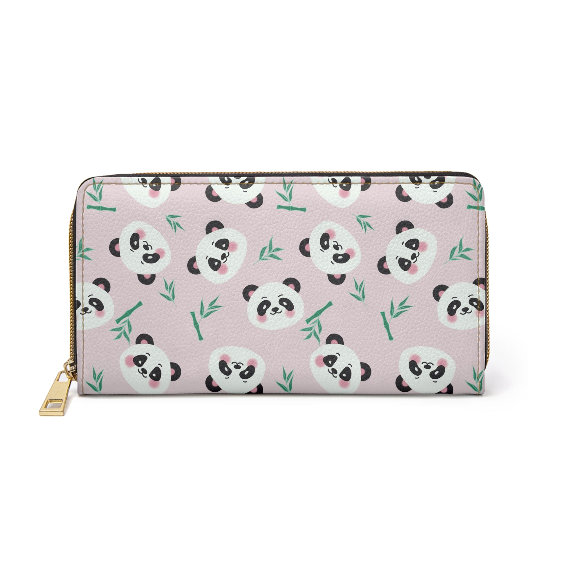 Pink Zipper Wallet with Cute Panda Faces