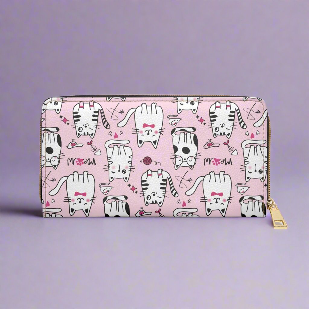 Pink Zipper Wallet with Sassy Cats back side