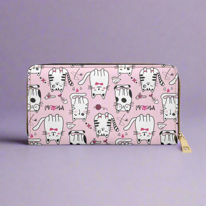 Pink Zipper Wallet with Sassy Cats back side