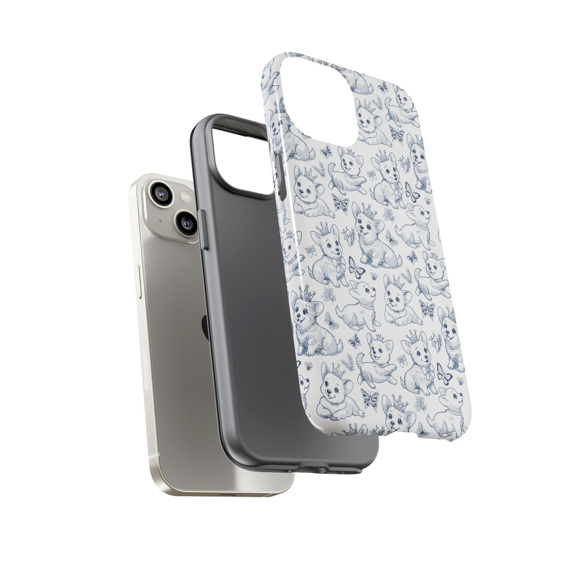 Playful Corgi Toile de Jouy IPhone Tough Phone Case