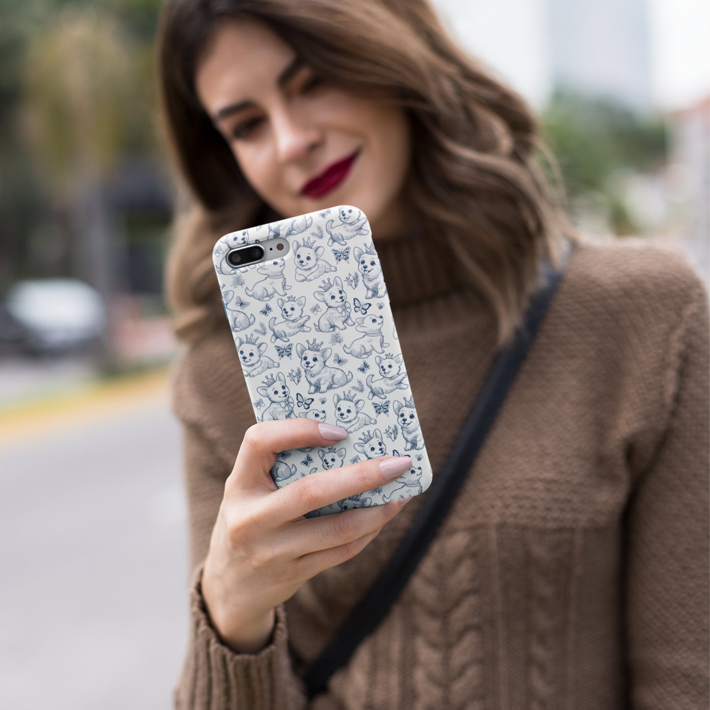 Playful Corgi Toile de Jouy IPhone Tough Phone Case