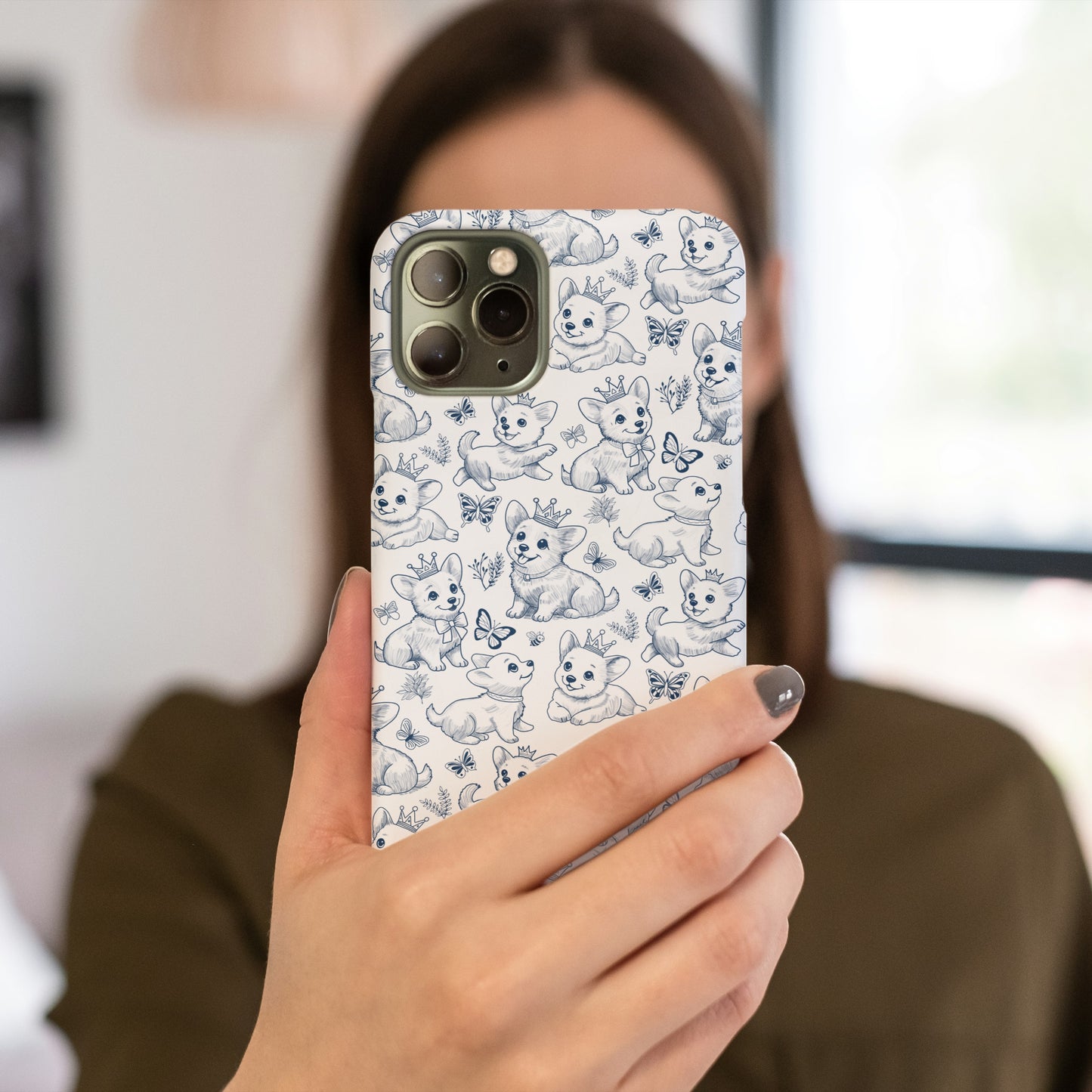 Playful Corgi Toile de Jouy IPhone Tough Phone Case