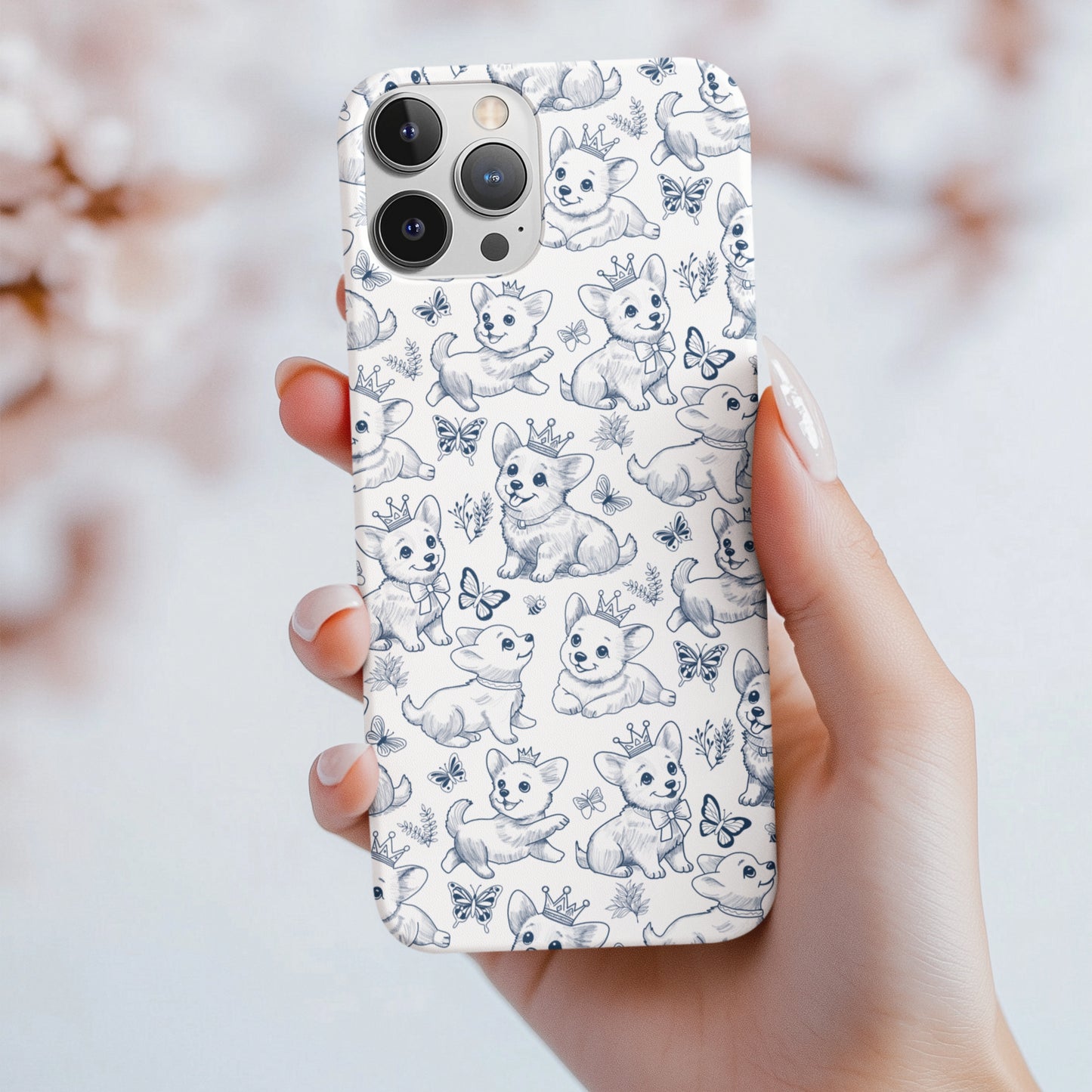 Playful Corgi Toile de Jouy IPhone Tough Phone Case