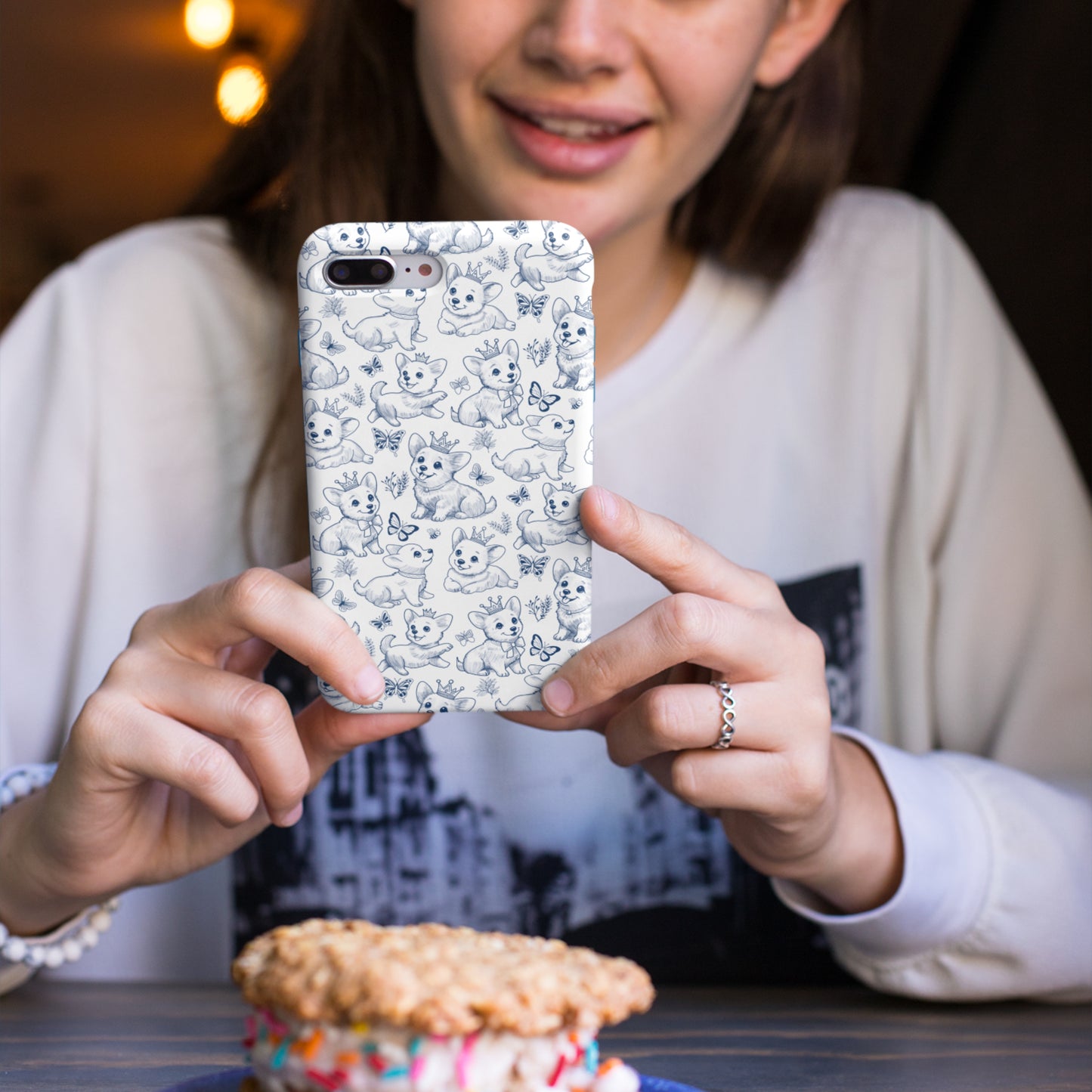 Playful Corgi Toile de Jouy IPhone Tough Phone Case