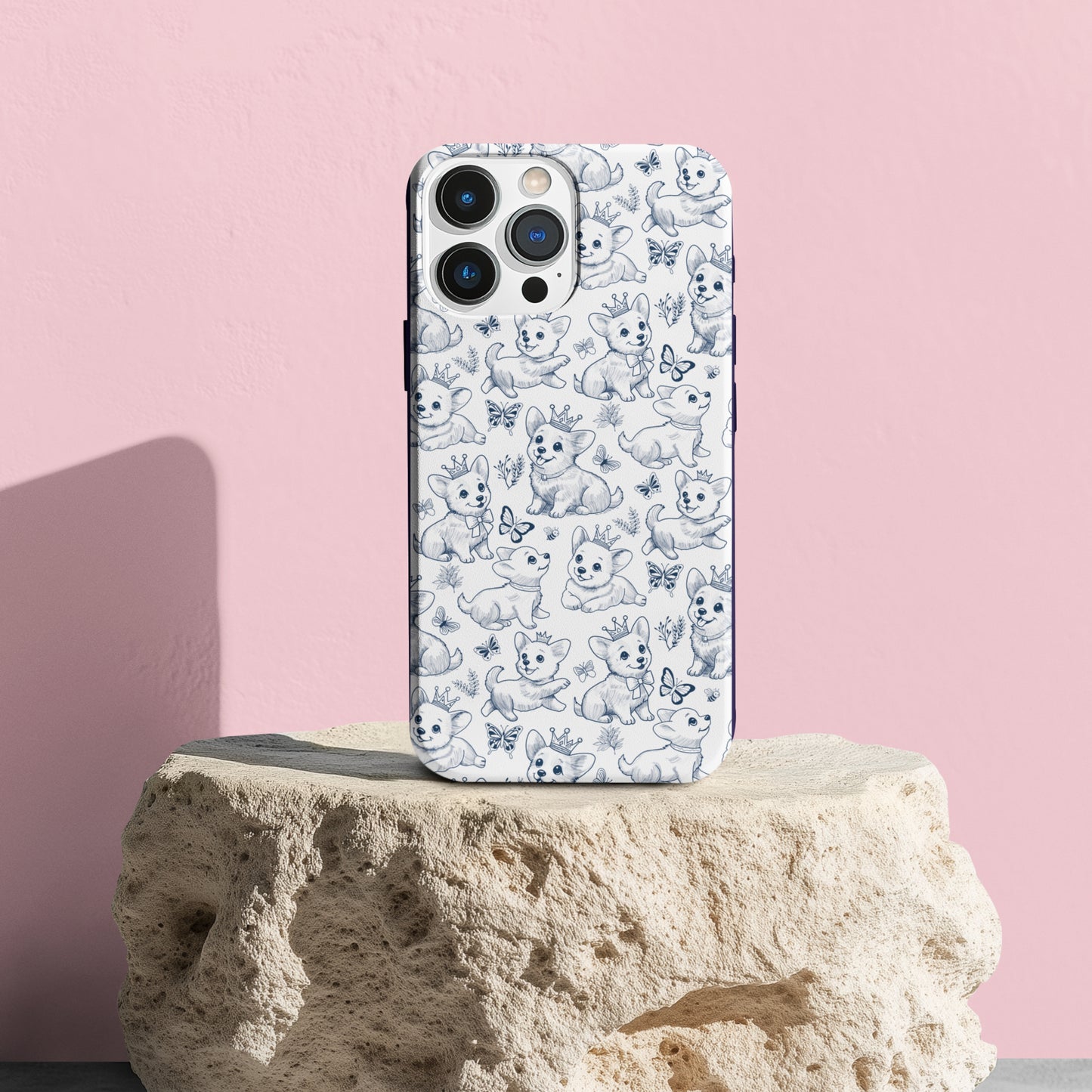 Playful Corgi Toile de Jouy IPhone Tough Phone Case