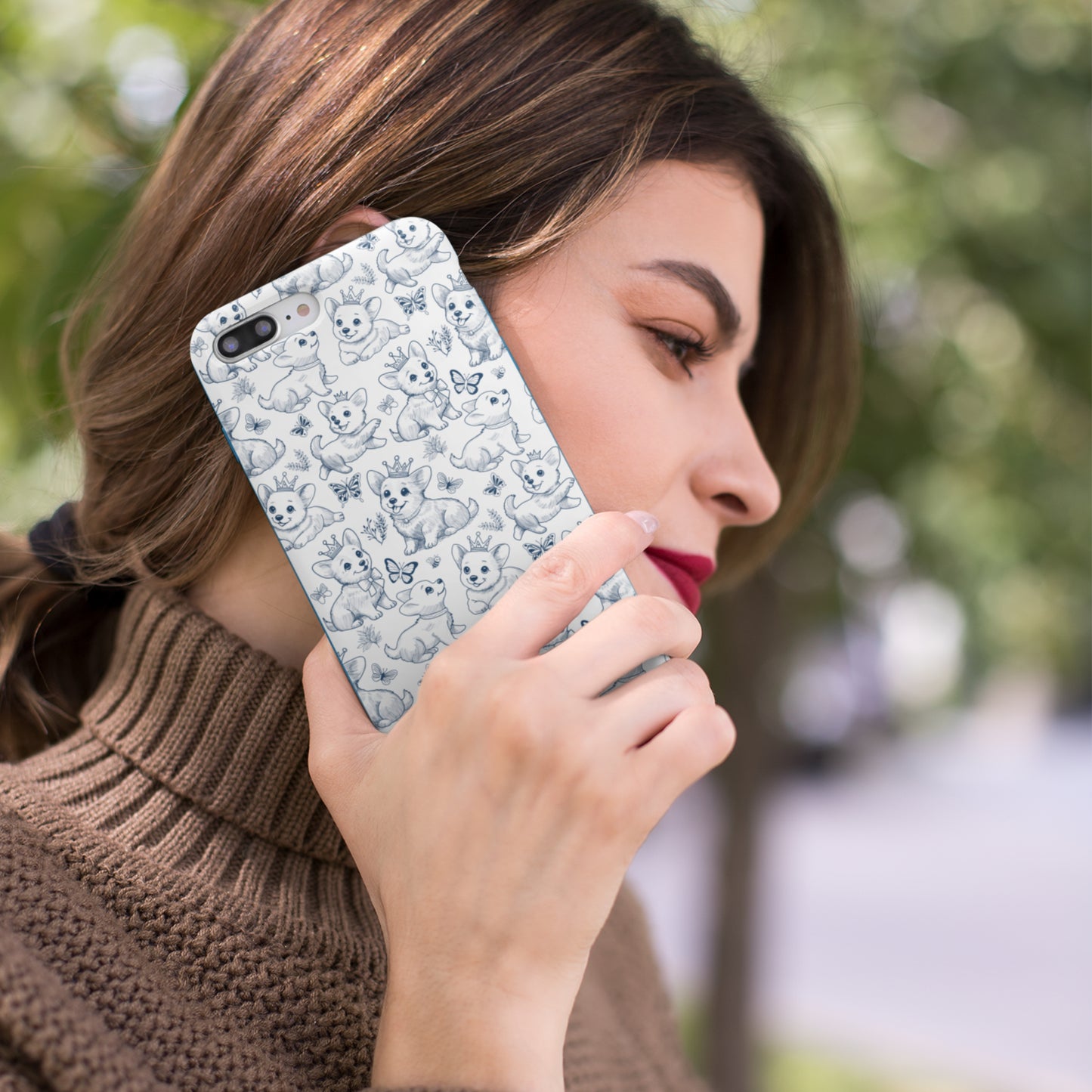 Playful Corgi Toile de Jouy IPhone Tough Phone Case