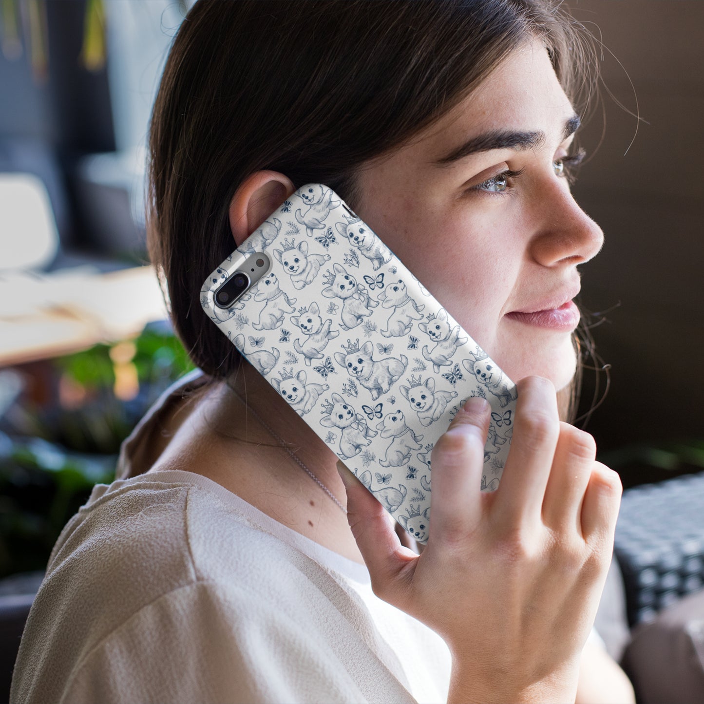 Playful Corgi Toile de Jouy IPhone Tough Phone Case