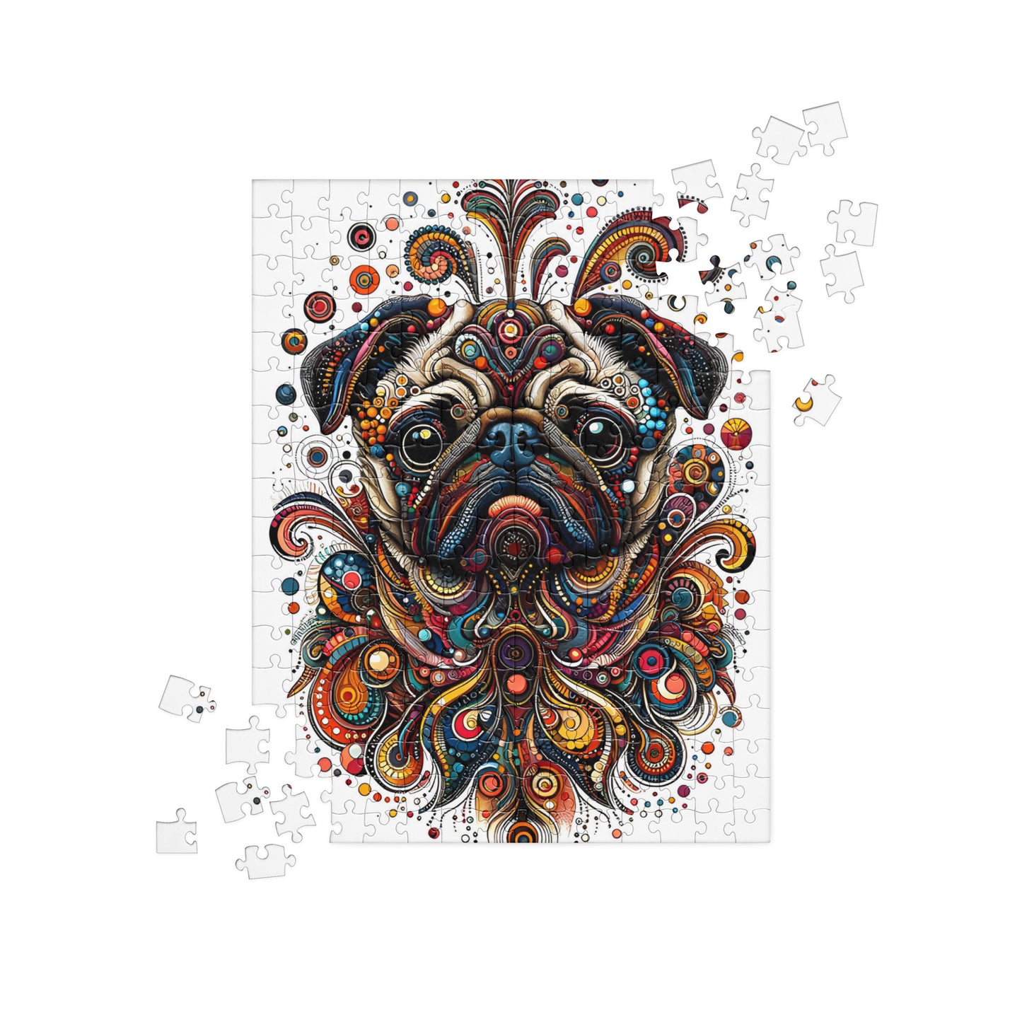 Sad Pug Dot Art Jigsaw Puzzle