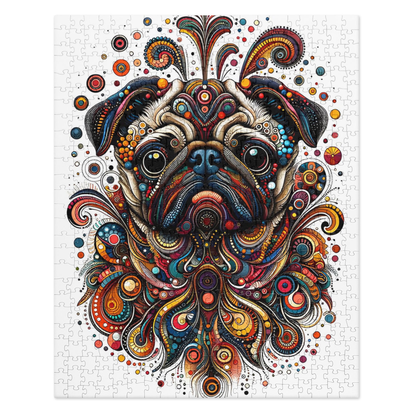 Sad Pug Dot Art Jigsaw Puzzle