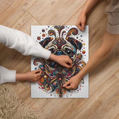 Sad Pug Dot Art Jigsaw Puzzle