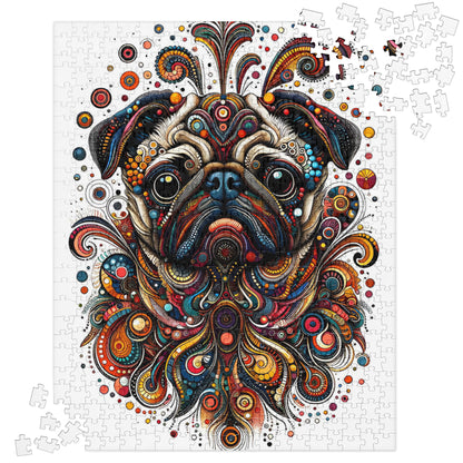 Sad Pug Dot Art Jigsaw Puzzle