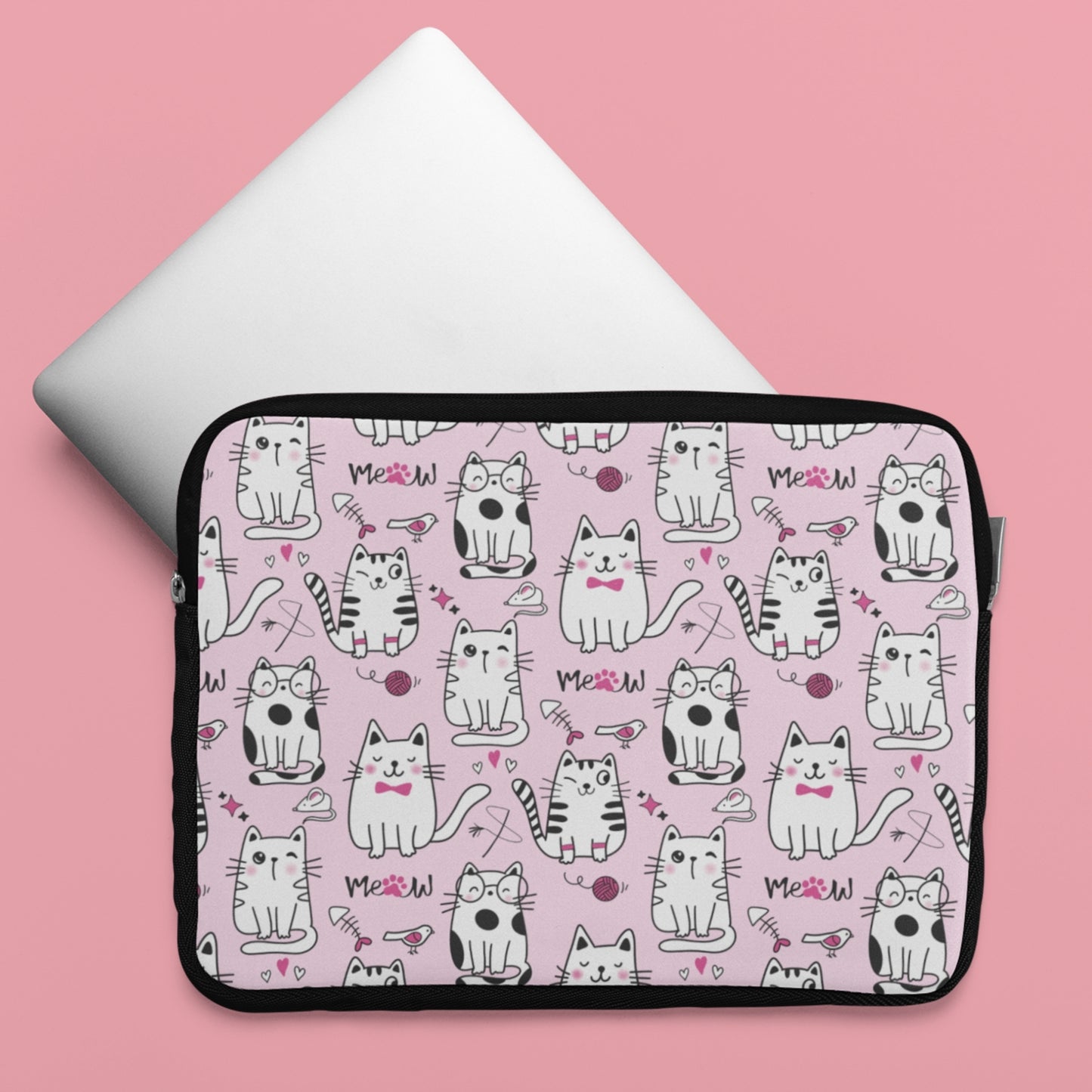 Sassy Cats Pink Laptop Sleeve or Tablet Cover