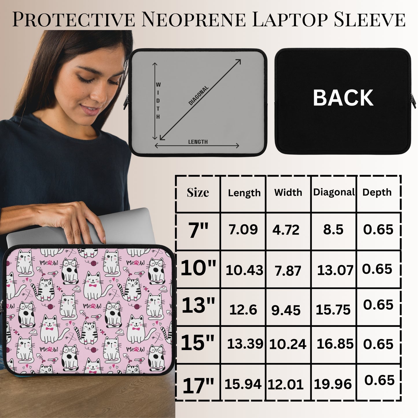 Sassy Cats Pink Laptop Sleeve or Tablet Cover