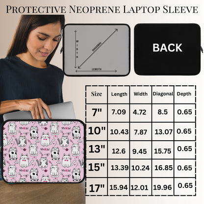Sassy Cats Pink Laptop Sleeve or Tablet Cover