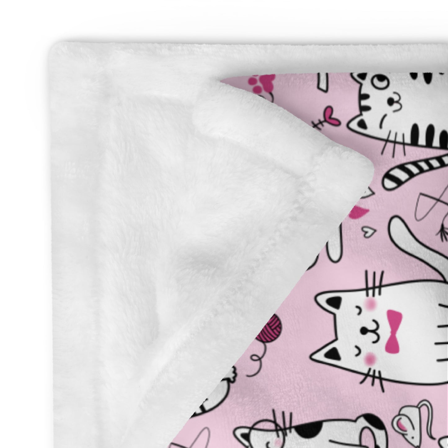 Sassy Cats Pink Pattern Cozy Velveteen Plush Blanket