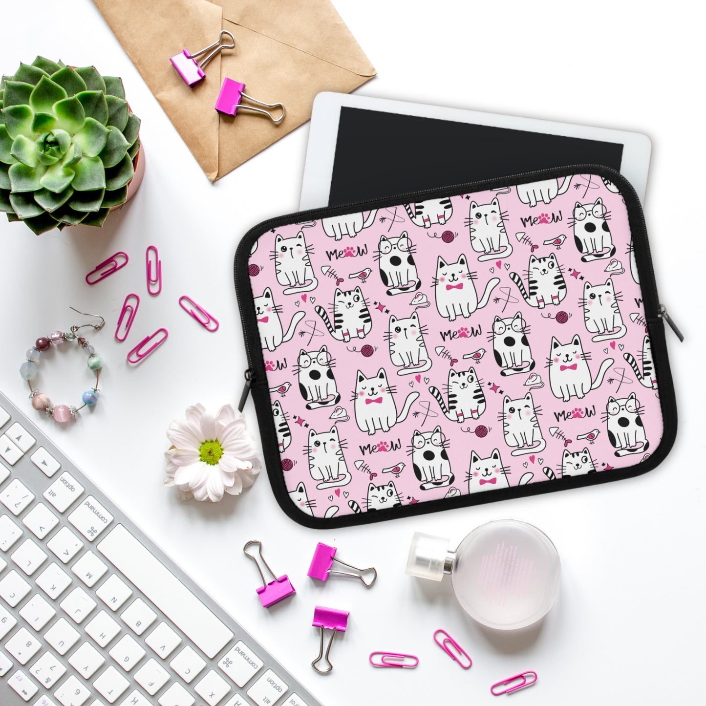 Sassy Cats Pink Laptop Sleeve or Tablet Cover