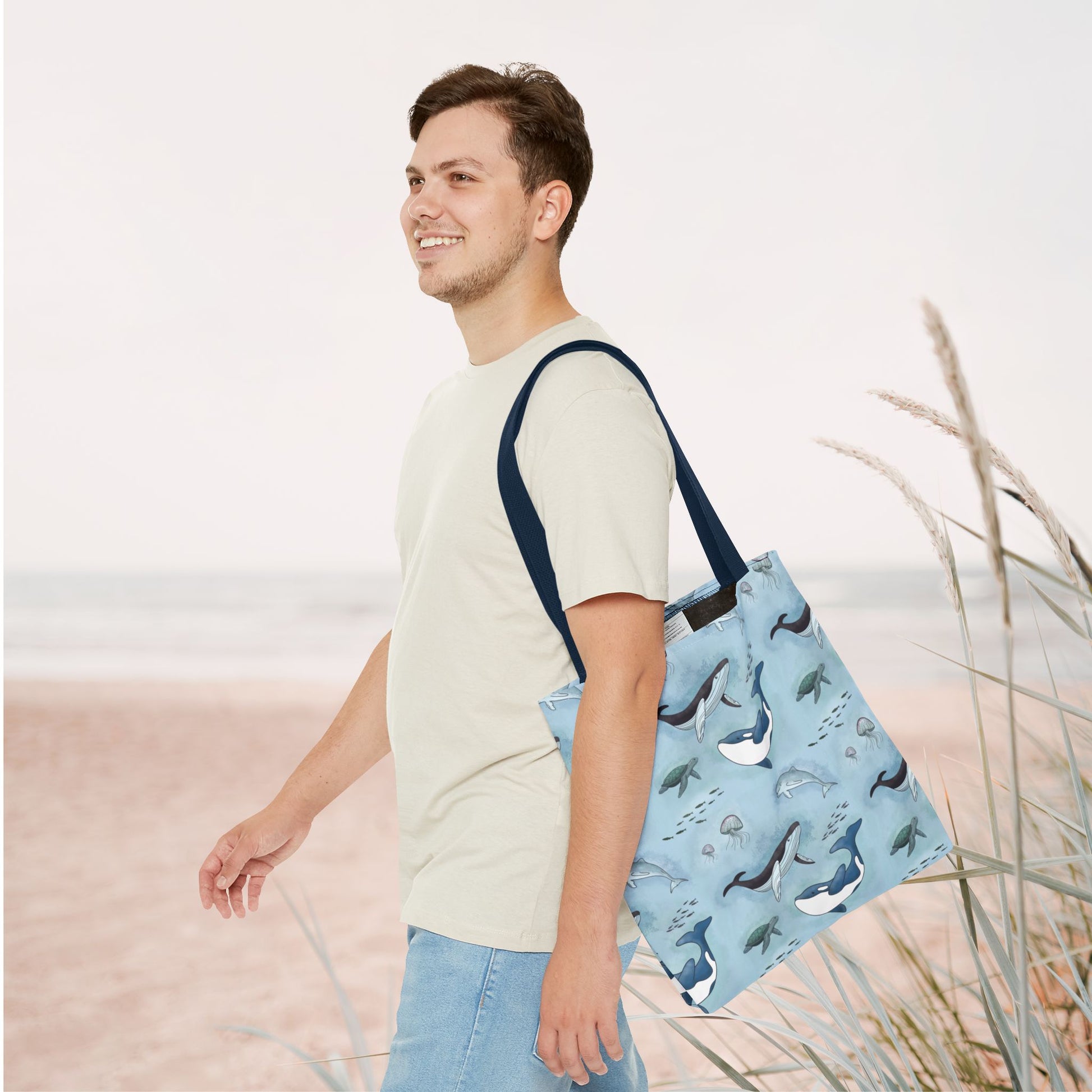 Seaworld Ocean Wildlife Nautical Tote Bag medium