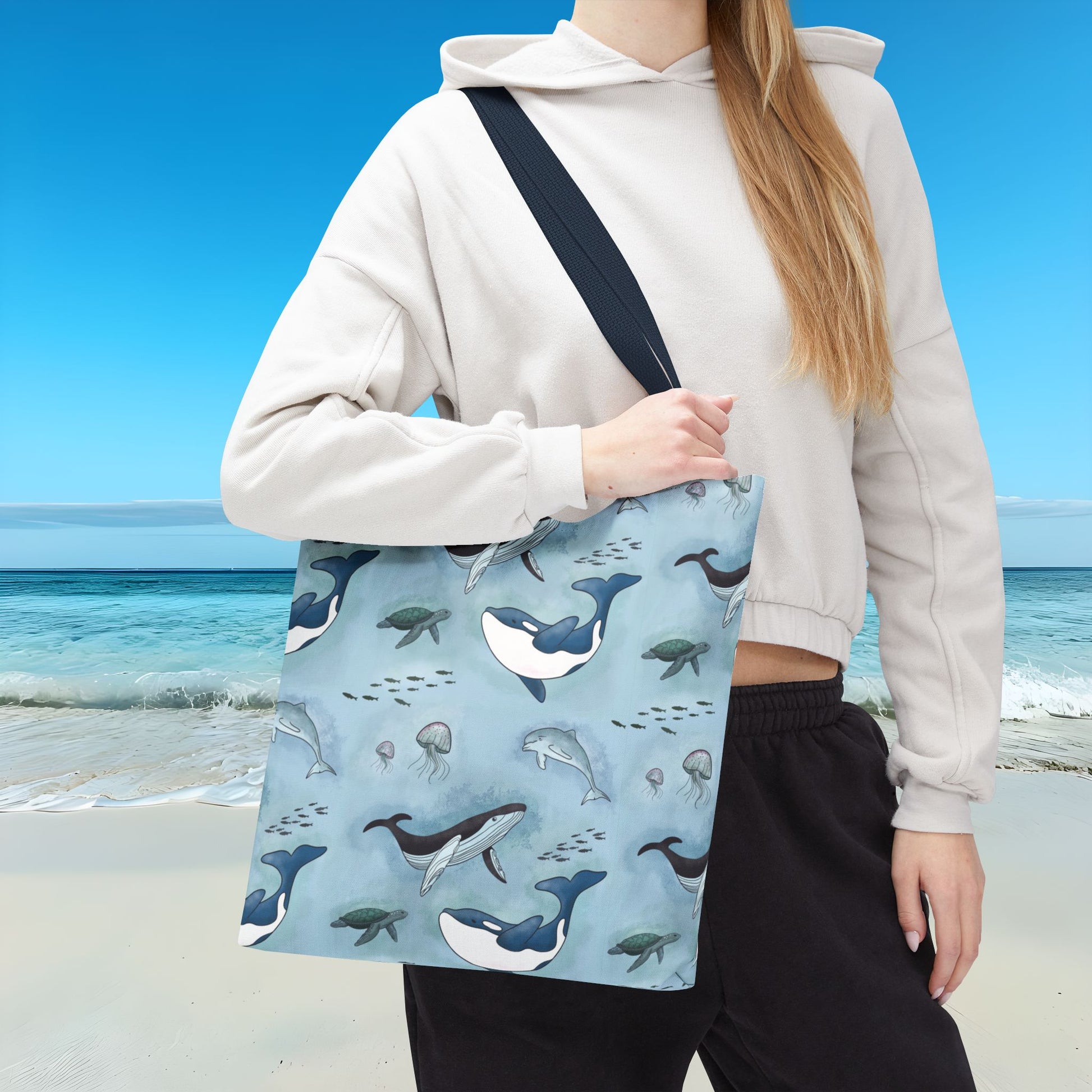 Seaworld Ocean Wildlife Nautical Tote Bag medium