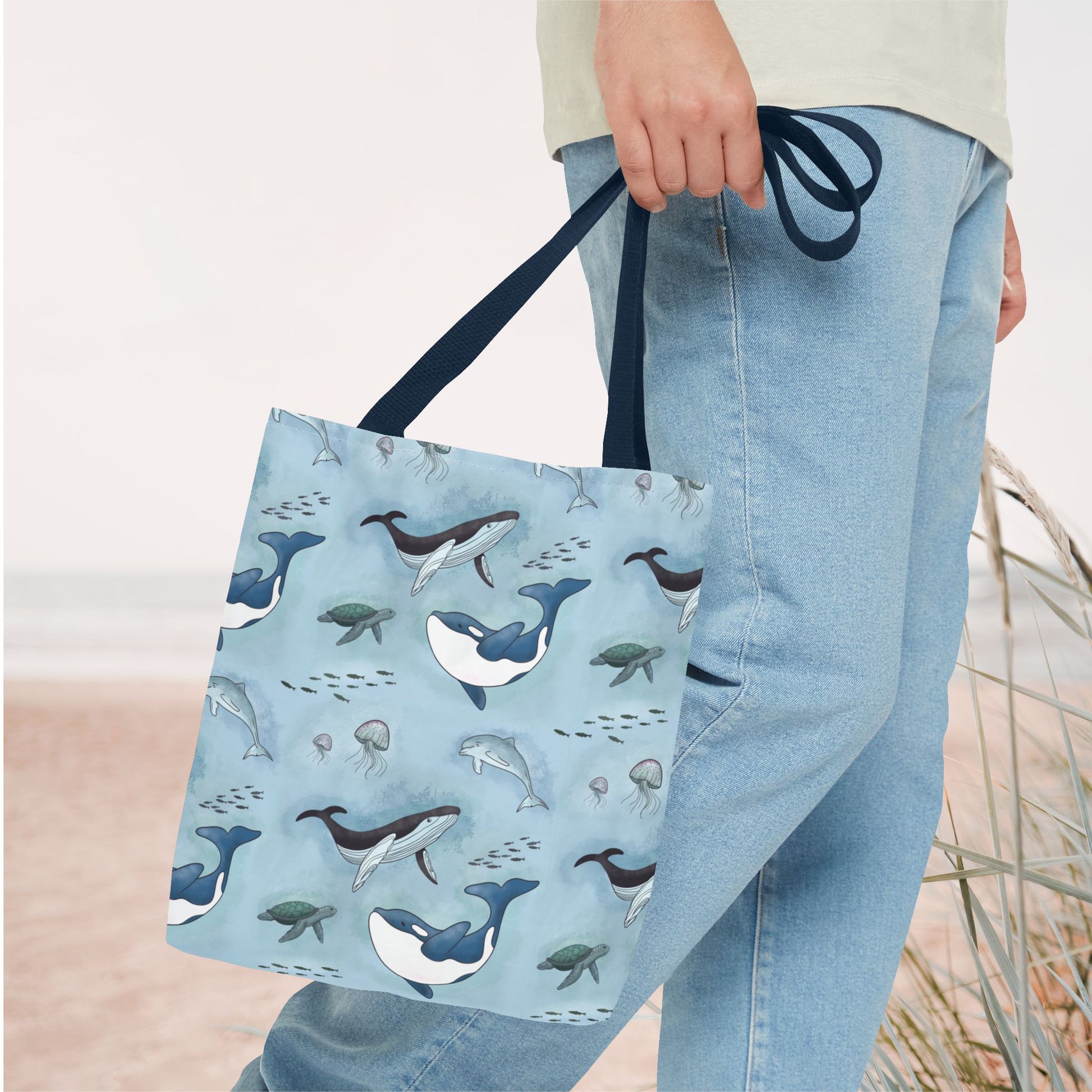 Seaworld Ocean Wildlife Nautical Tote Bag small