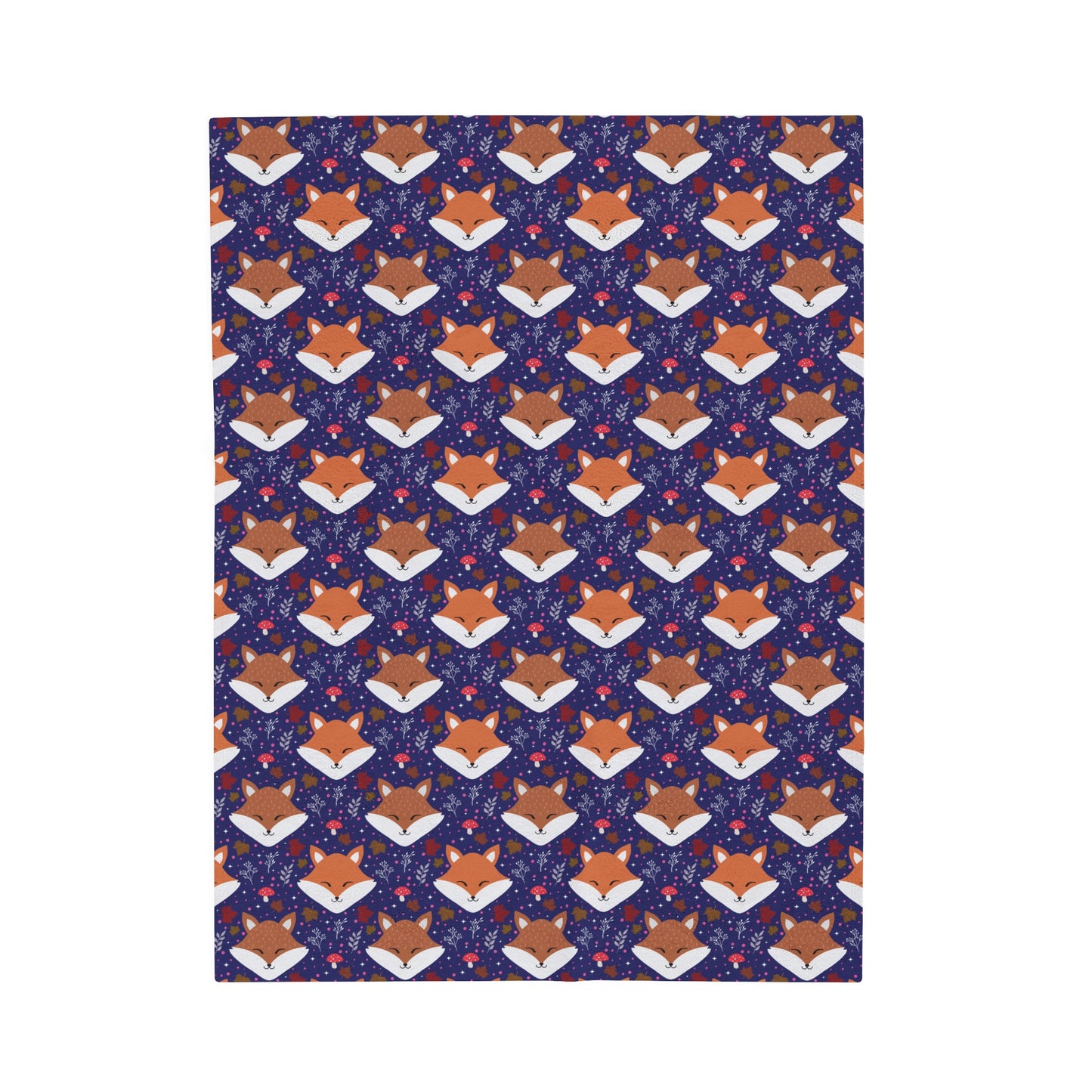 Sleeping Fox Purple Cozy Woodland Plush Baby Blanket