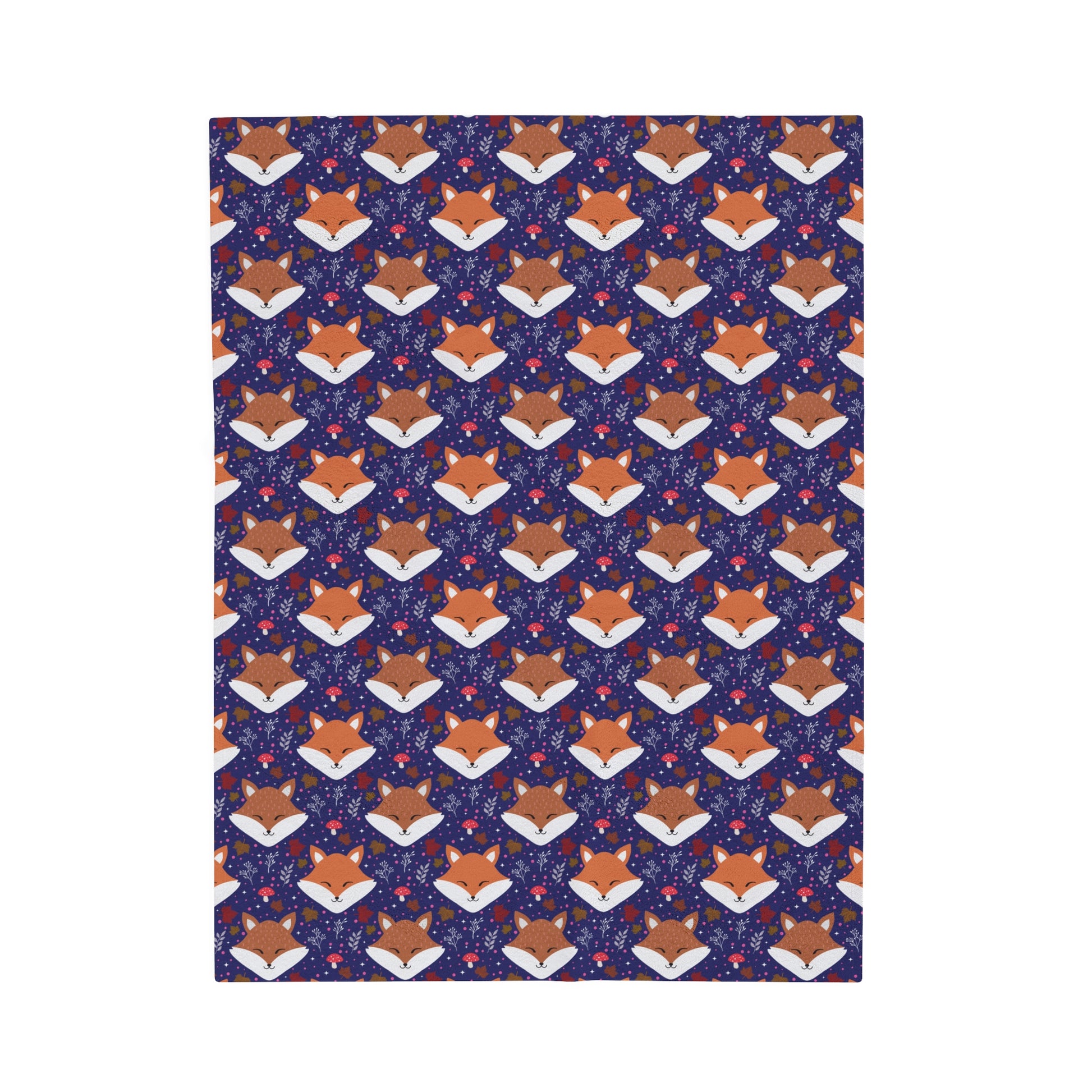 Sleeping Fox Purple Cozy Woodland Plush Baby Blanket