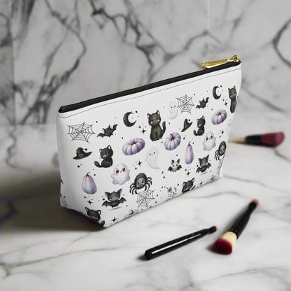 Small Cute Accessory Pouch with with Black Cats, Ghosts, Bats and Spiders