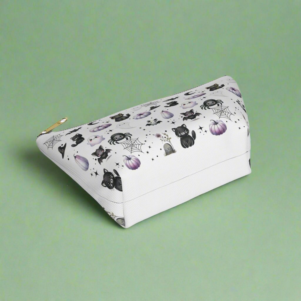 Small Cute Accessory Pouch with with Black Cats, Ghosts, Bats and Spiders
