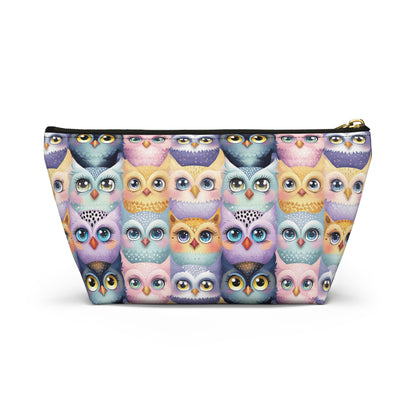 Small Pastel Accessory Pouch with a Cute Flock of Owls