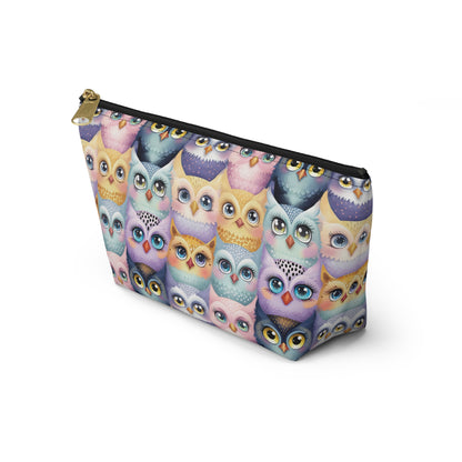 Small Pastel Accessory Pouch with a Cute Flock of Owls