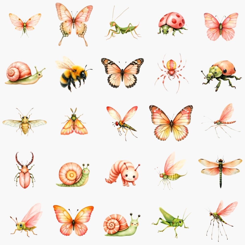 Summer Meadow Bugs -Insect Clipart PNG Bundle