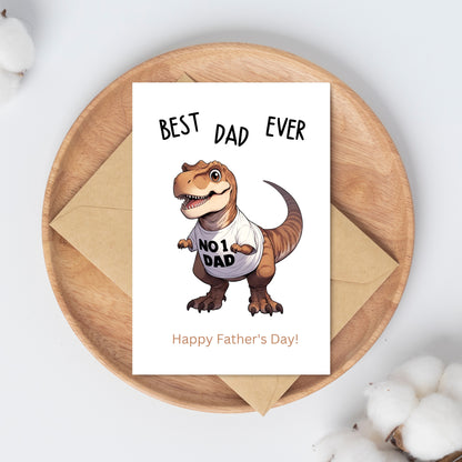 T-Rex Best Dad Ever Funny Father's Day Card