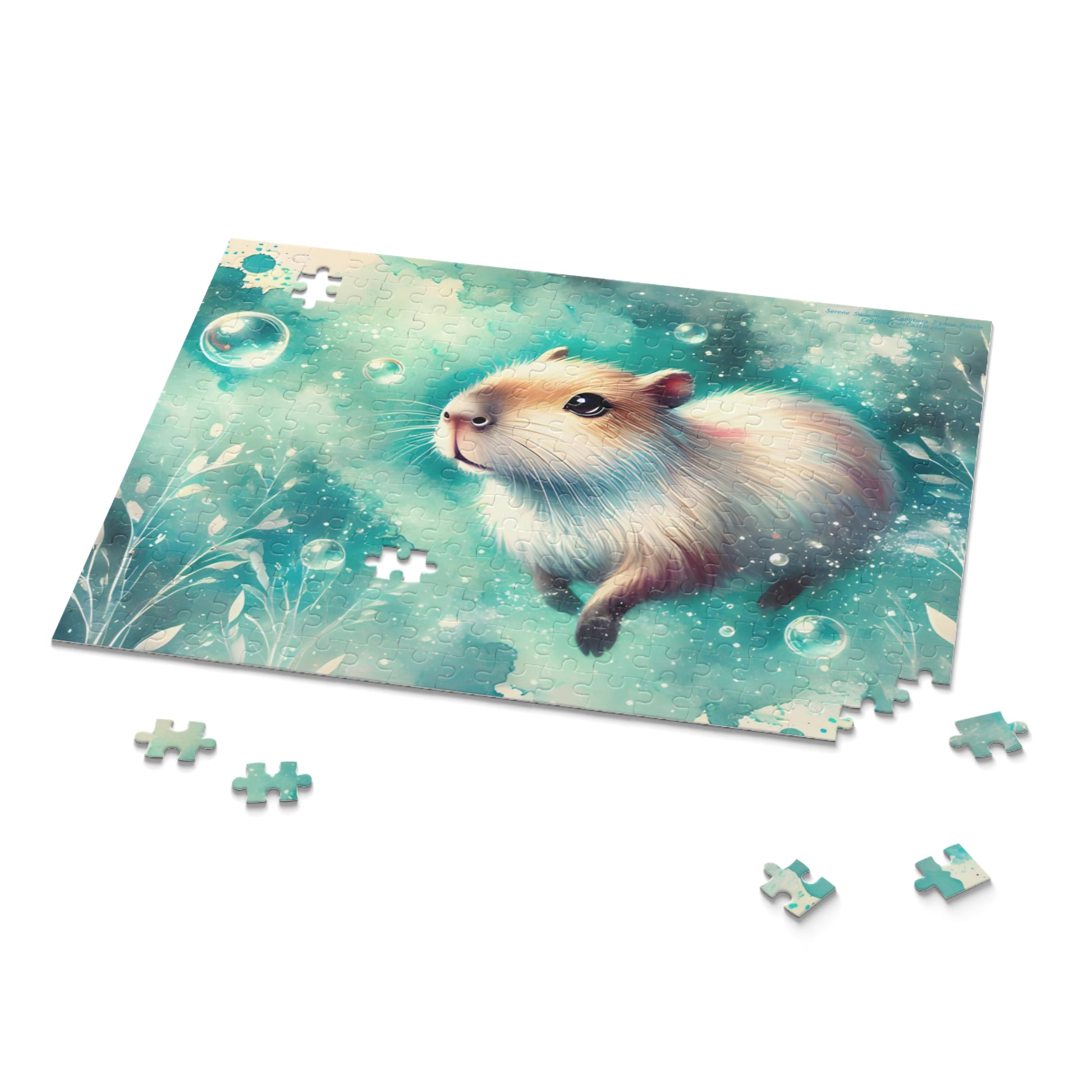 Watercolor Swimming Capybara Puzzle 252 pieces 