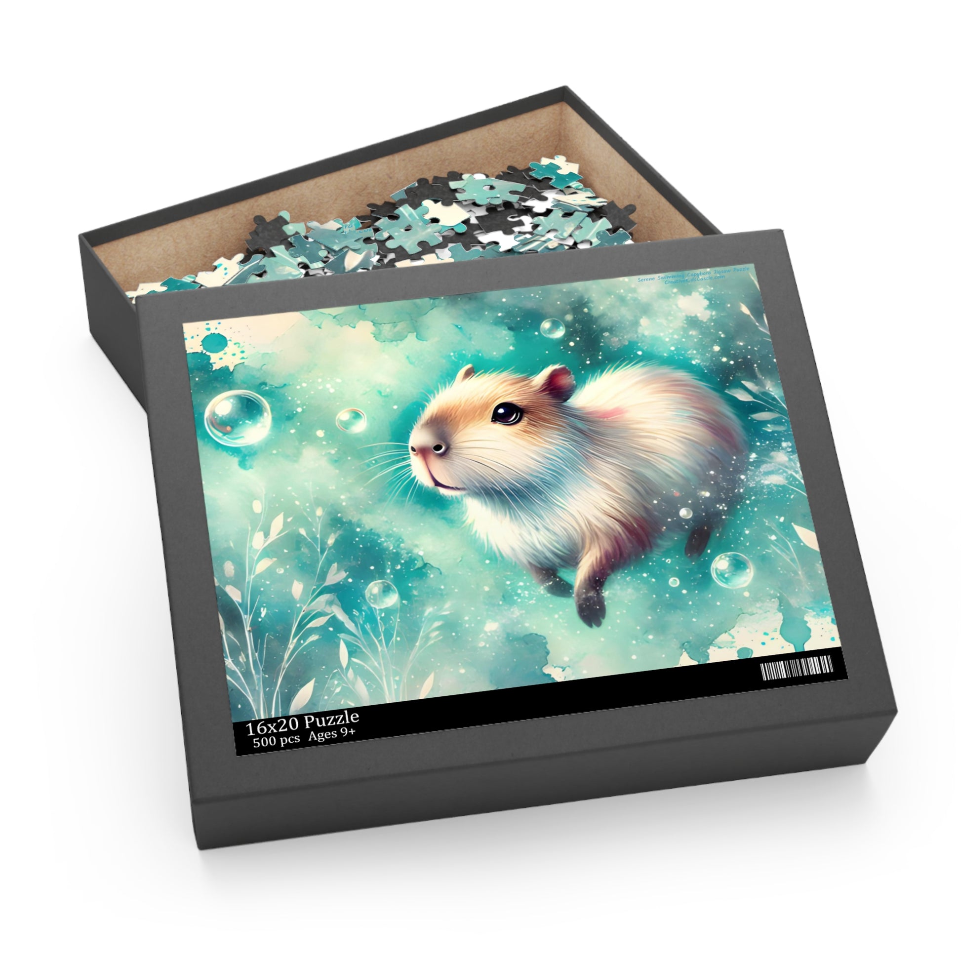 Watercolor Swimming Capybara Puzzle box 500 pieces 