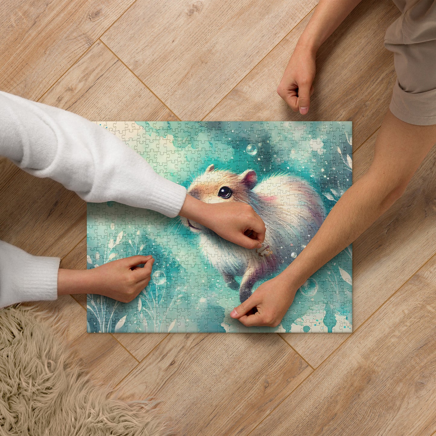 Watercolor Swimming Capybara Puzzle
